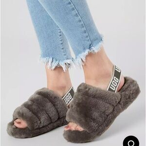 Womens UGG Fluff yeah gray #7